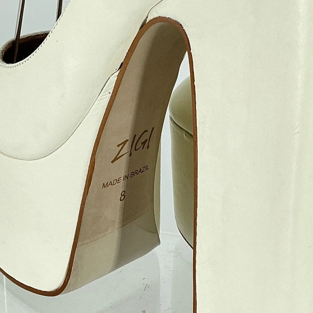 ZIGI Size 8 Off White Leather Chunky Platform Ankle Heels NEW Nikole $200 Brazil